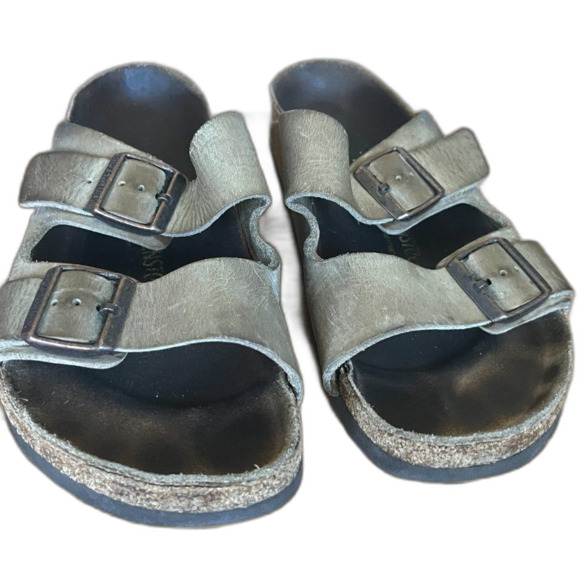 Birkenstock ARIZONA Stone Suede Leather Buckled Slide Sandals   Women’s Size 10 - Picture 1 of 7